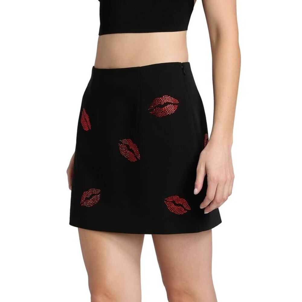 Cinq a Sept Kissing Booth Doris Crystal Jean Skirt in Black 4 - Picture 2 of 5